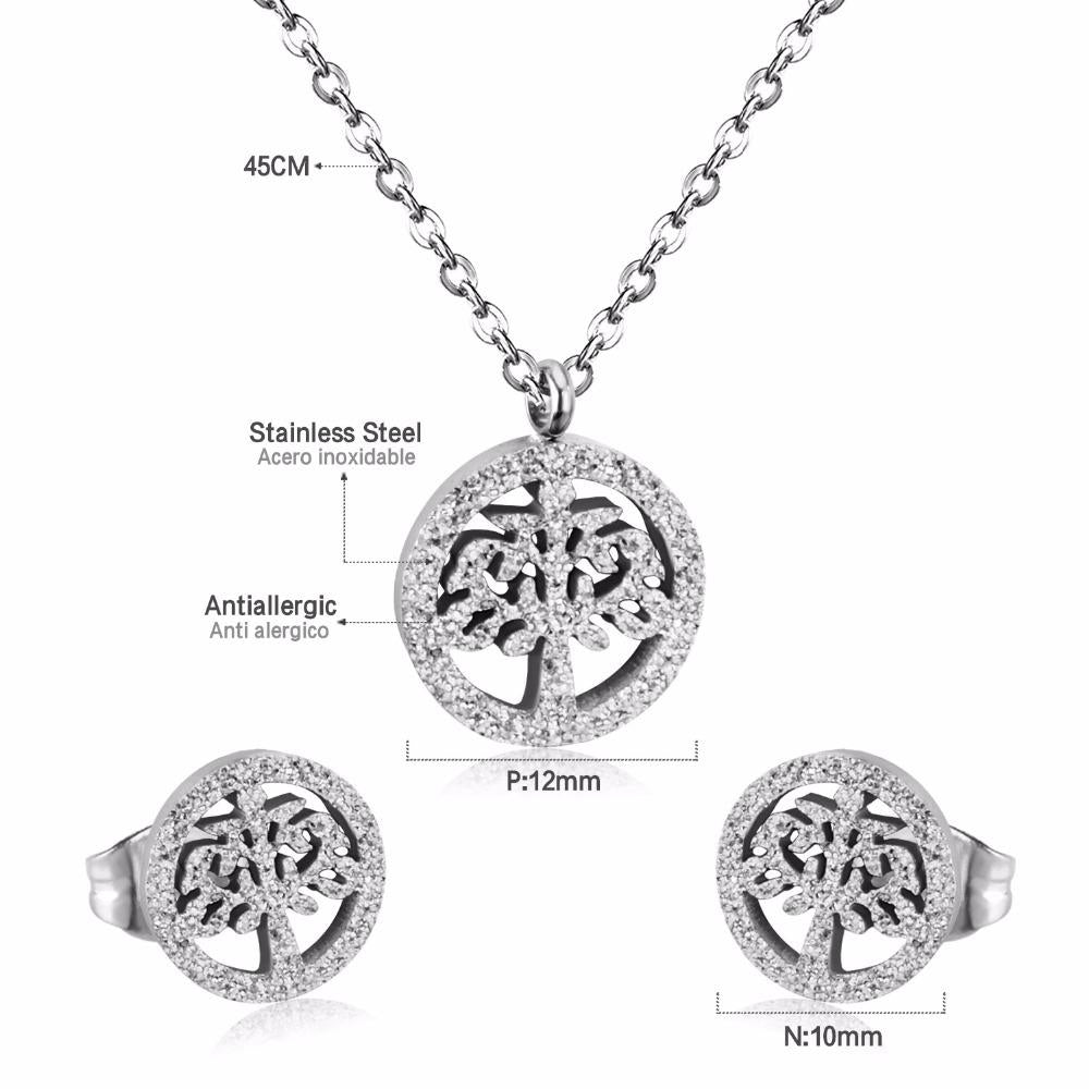 Tree Necklace Earrings Wedding Dubai Jewelry Sets For Women Girls Gold/Steel Indian Bridal Jewelry Sets Jewellery
