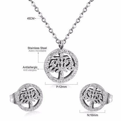 Tree Necklace Earrings Wedding Dubai Jewelry Sets For Women Girls Gold/Steel Indian Bridal Jewelry Sets Jewellery