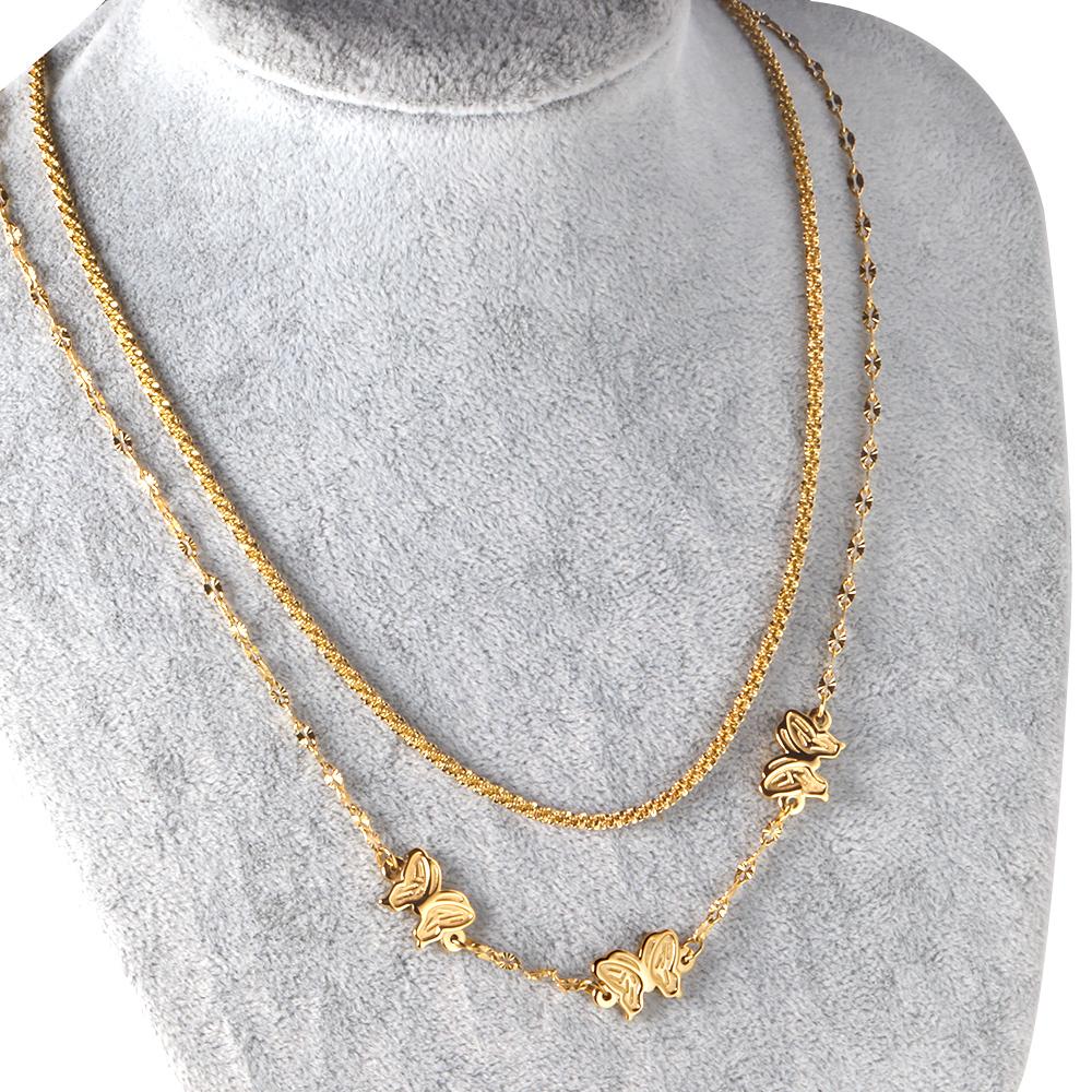 ASON Trendy Multi-layer Butterfly Pendant Necklace 316L Stainless Steel Chains for Women Fashion Jewelry Accessories