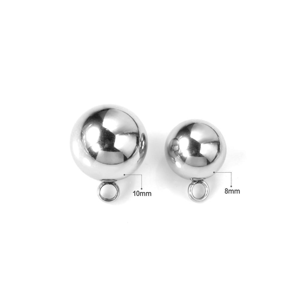 ASON 100pcs 8mm 10mm Stainless Steel Ball with Ring Jewelry Finding Pendant Charm Steel Beads for DIY Jewelry Making
