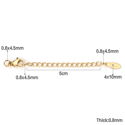 ASON 10pcs/lot Extended Extension Gold Tail Chain Stainless Steel Lobster Clasps Connector DIY Jewelry Making Bracelet Necklaces