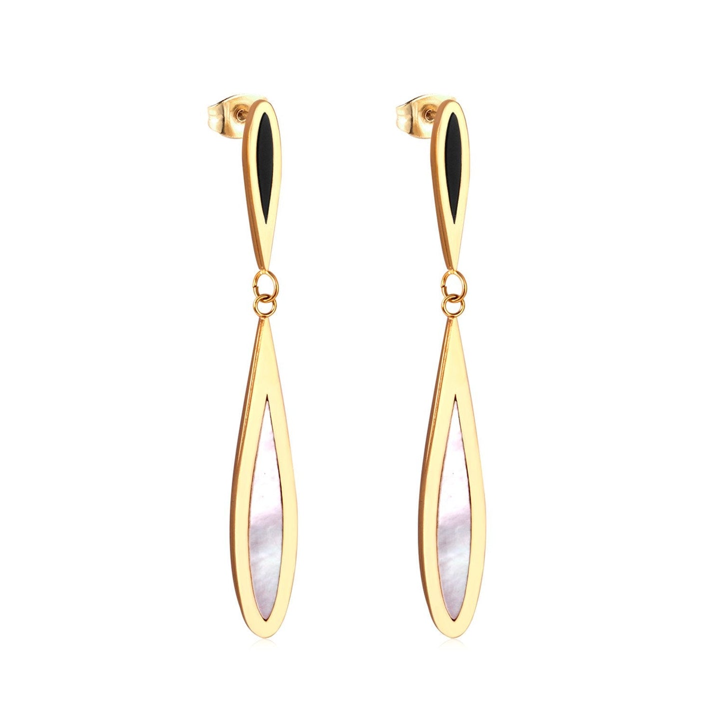 Korean Water Drop Shell 316L Stainless Steel Drop Jewelry Earrings Set For Women Party Gift Gold/Steel Earrings