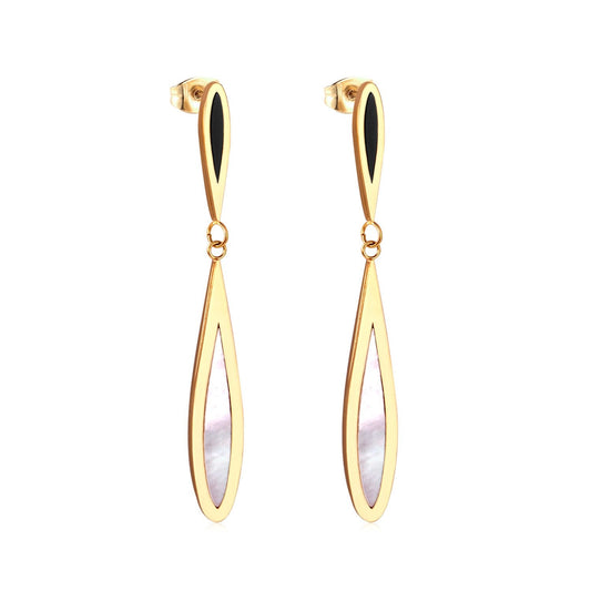 Korean Water Drop Shell 316L Stainless Steel Drop Jewelry Earrings Set For Women Party Gift Gold/Steel Earrings
