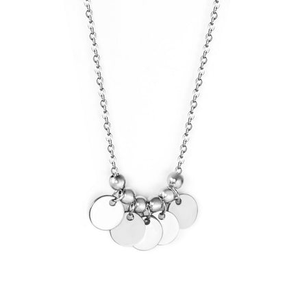 Pendant Gothic Stainless Steel Round Sequins Necklaces For Female Trendy Jewelry Gold Chain Necklace collier femme