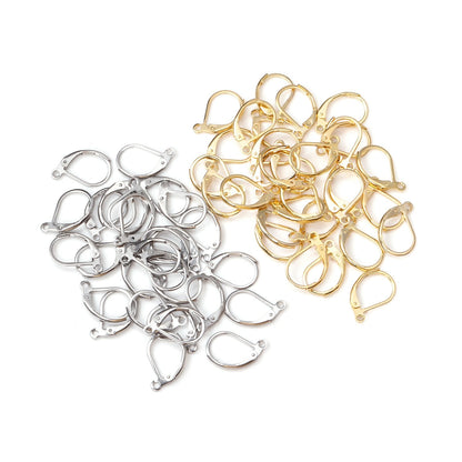 ASON 100pcs Gold Stainless Steel French Lever Earring Hooks Wire Settings Base Hoops Earrings Making DIY Hook Earrings Findings