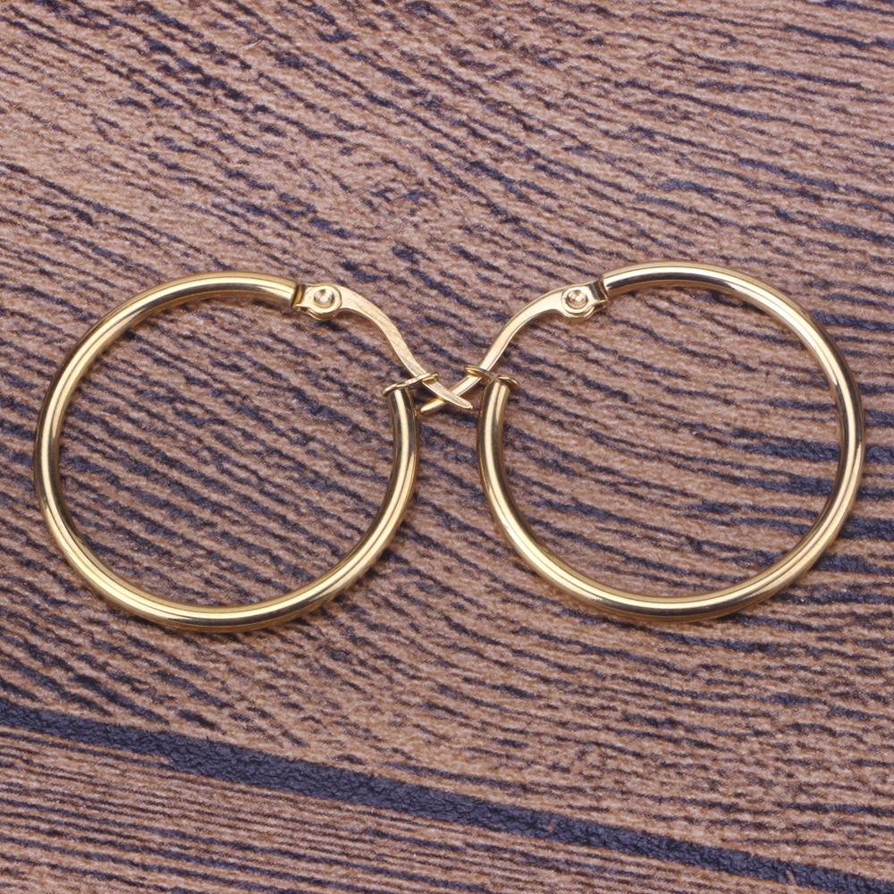 Gold Color Stainless Steel Hoop Earrings For Women Men Big/Small Circle Round Ear Jewelry Bijoux Acier Inoxidable