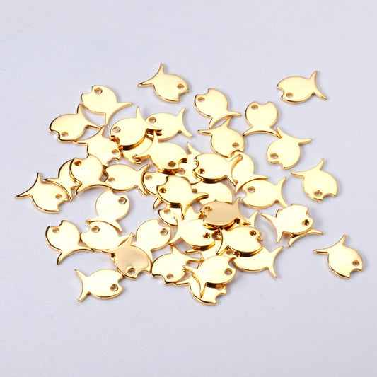 ASON 100 Pcs/Lot Small Fish Lovely Charm 316L Stainless Steel Gold Silver Color For Necklace Bracelet Jewelry Making Supplies