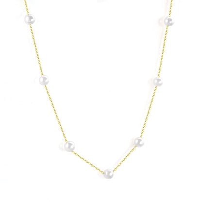 Gold Fake Pearl 6mm Pendant Link Chain 2021 Choker Necklace Women Jewelry Stainless Steel Babygirl Necklaces Set