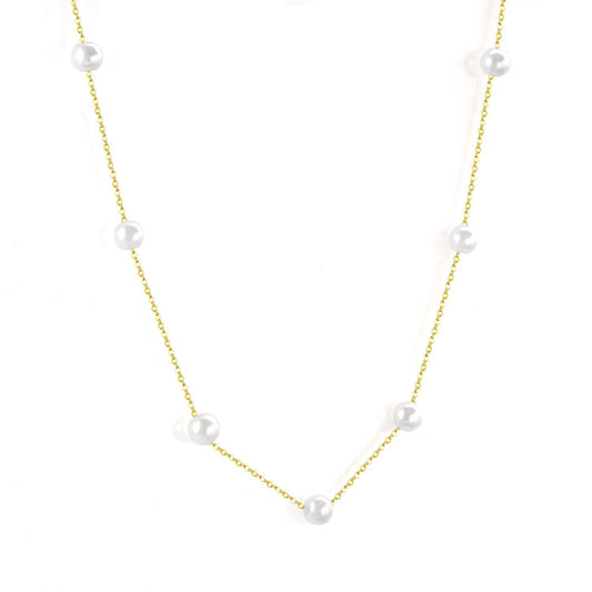 Gold Fake Pearl 6mm Pendant Link Chain 2021 Choker Necklace Women Jewelry Stainless Steel Babygirl Necklaces Set