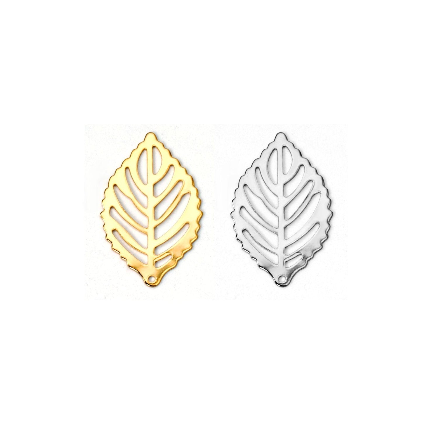 ASON 100 pcs/lots Leaf Charm 316L Stainless Steel Leaf Pendant Gold Silver Color For Necklace Bracelet Jewelry Making Supplies