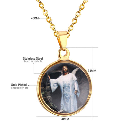 Stainless Steel Necklace Pendant Christianity Necklaces Man Jewelry-105801G