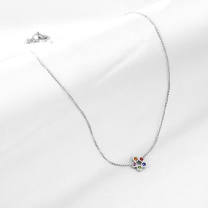 Simple Bohemian Colorful Crystal Flower Necklace for Women Girls Chic Boho Clavicle Cuban Link Chain Collier Femme