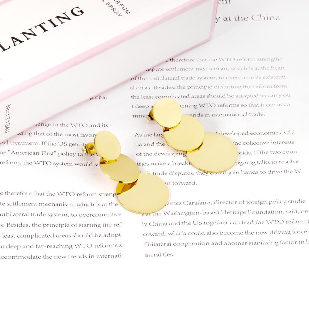 Jewelry Korean Round Layers Gold Color Drop&Dangle Earing Stainless Steel Earrings For Women 2020 Pendientes arete