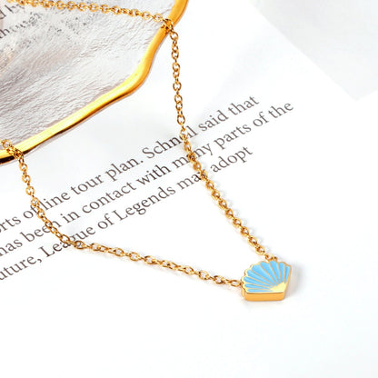 Rainbow Candy Pendant Necklace Women Stainless Steel Jewelry Wholesale Shell Fashion Pendant For Christmas Gifts