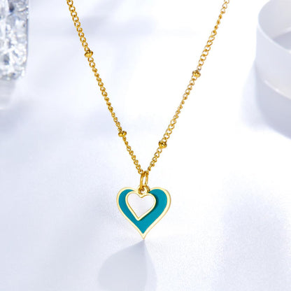 Korean Fashion Heart Shape Pendant Chain Necklaces For Women Elegant Party Jewelry Girls Gold Color Choker collares