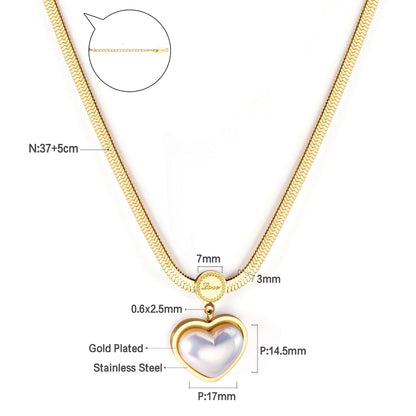 ASON Fashion Imitation Heart Shape Pearl Pendant Necklace Stainless Steel Choker for Women Wedding Jewelry Gift