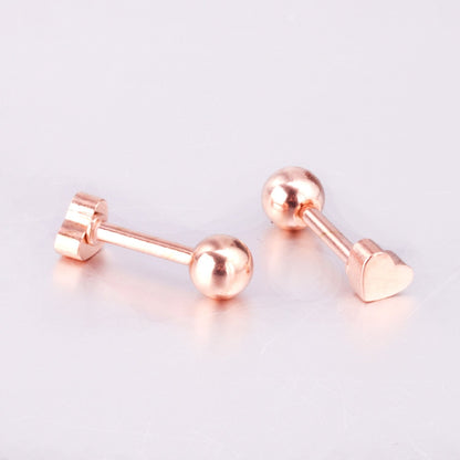 ASON Rose Gold/Black Stud Earrings Heart Stainless Steel Women Earrings Jewelry Gift Accessories,Anti-allergy