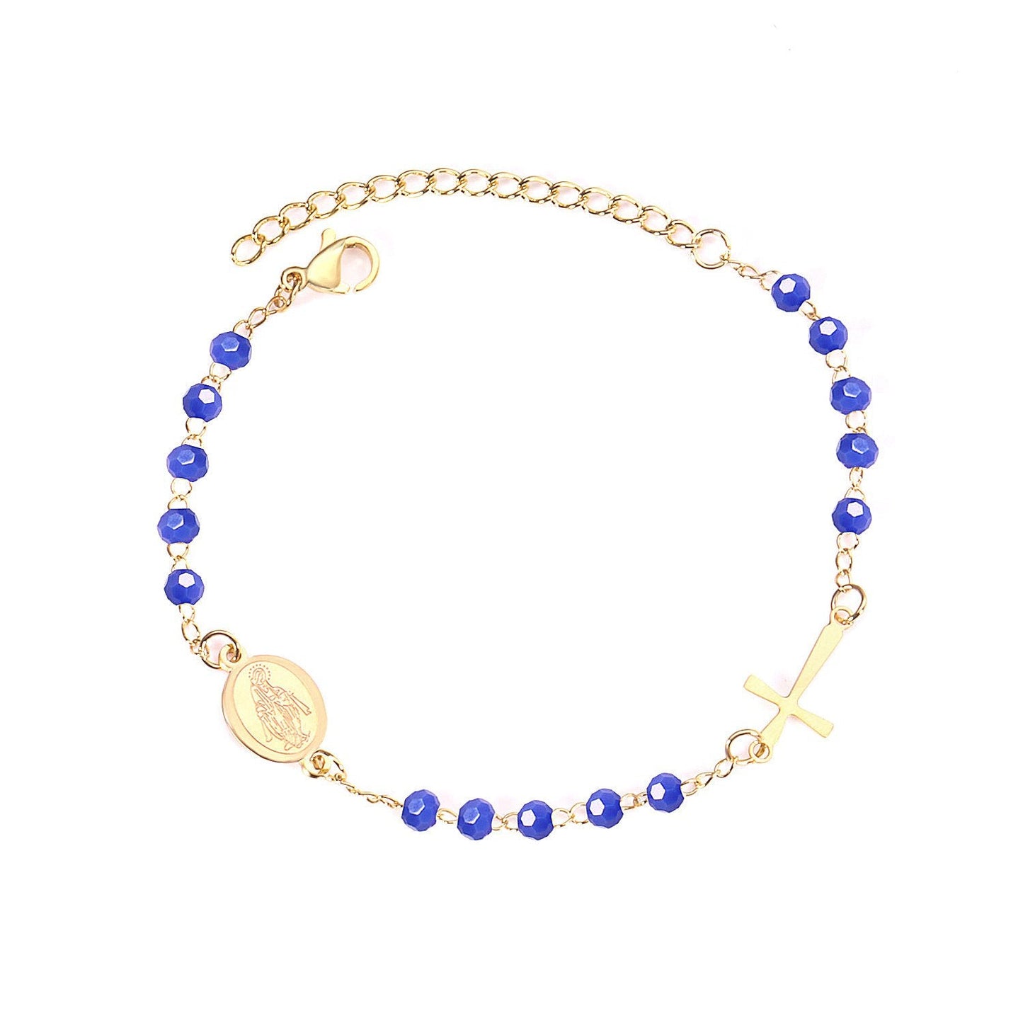 ASON Female Adjustable Extender Chains Bracelets Classic Style Black/Red/Pink/Blue Crystal Beaded Bracelets Women Curb Gift
