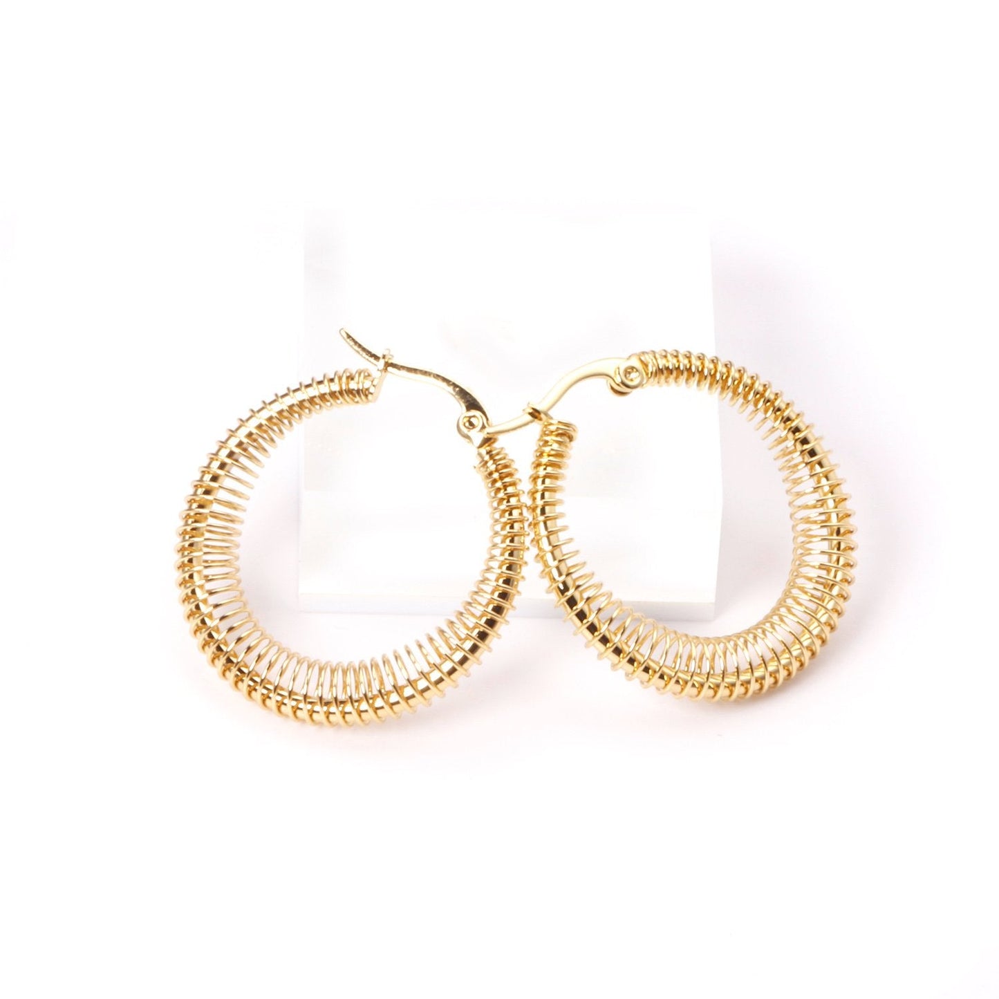 ASON Unique Trendy Piercing Hoop Earrings Gold Color Stainless Steel for Girl Women Daily Wear Accessories Fashion Jewelry