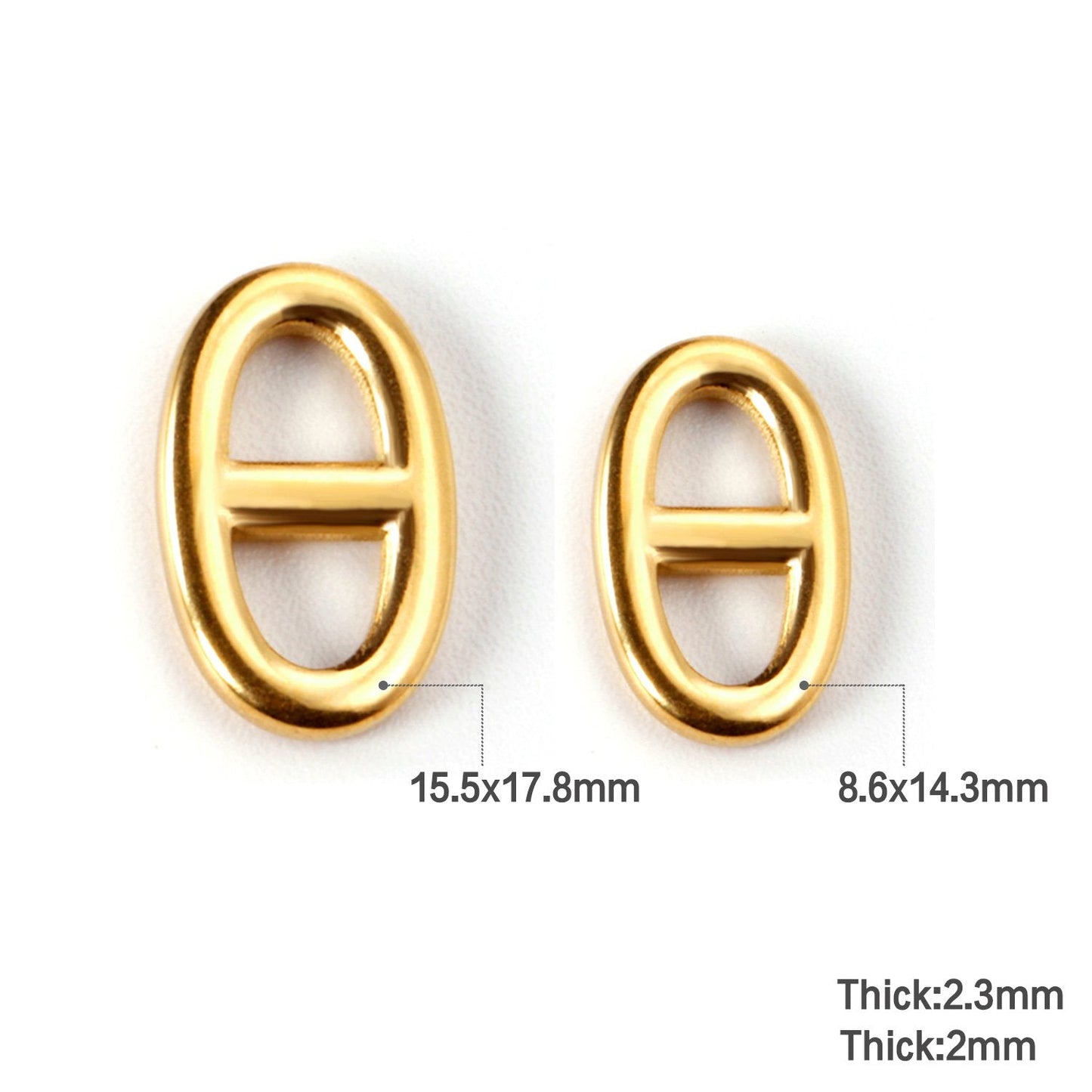 ASON 5Pcs/Lot Gold/Silver Color Stainless Steel Oval Two Holes Charms For Women Men Necklace Bracelet Anklet DIY Jewelry Making