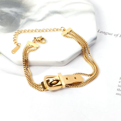 ASON Gold Color Fashion Bracelet 316L Stainless Steel Bangle 16+3cm Extender for Women Men Jewelry Accessories