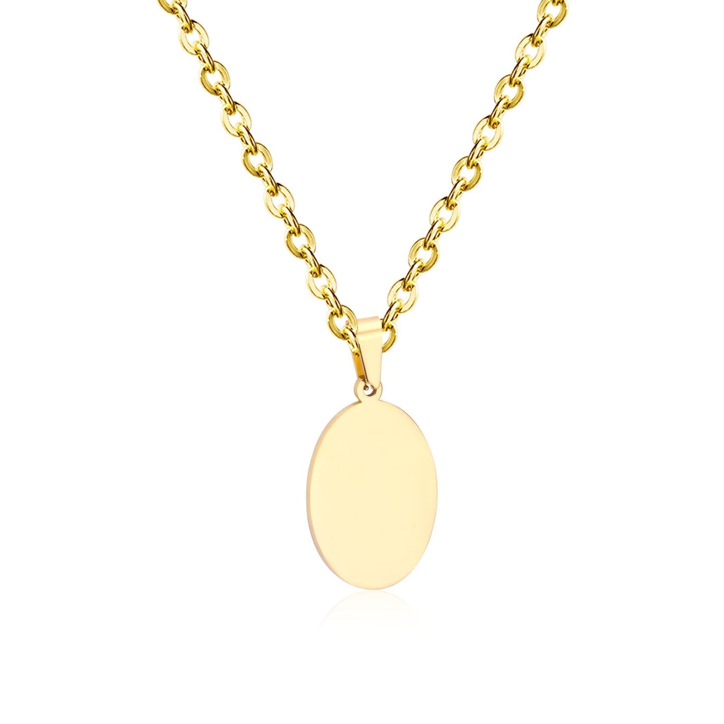 Gold Choker Religion Stainless Steel Round/Square/Rectangle Pendant Necklace For Men/Women Chain Necklace Blank Tag