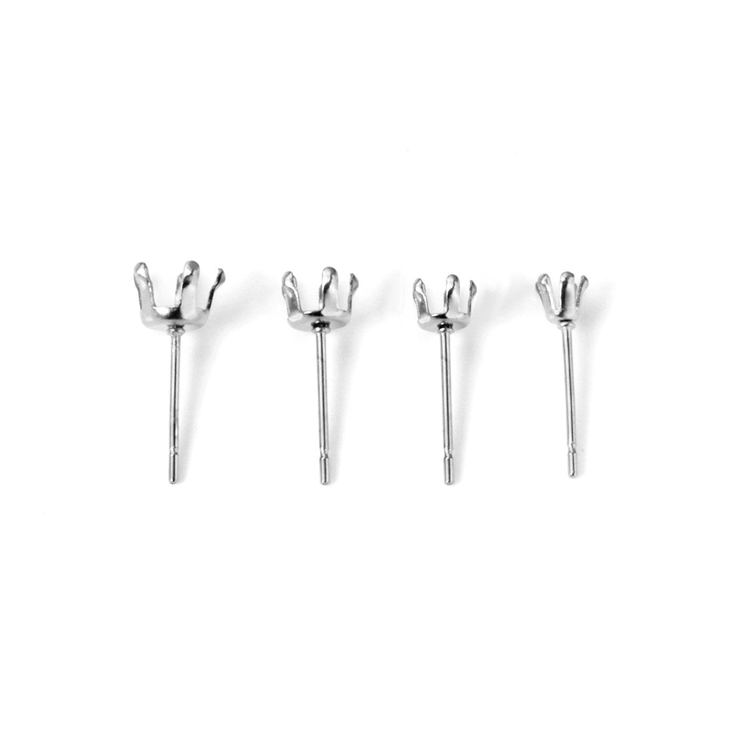 ASON 100pcs/lot Earring Base Round Blank 316L Stainless Steel Pentagonal Claw Base For DIY Jewelry Making Accessories Gift