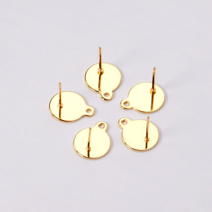 ASON 100Pcs/Lots Ear Studs Earring Accessories Studs Stainless Steel Gold Base Setting Connector For DIY Jewelry Making Supplies