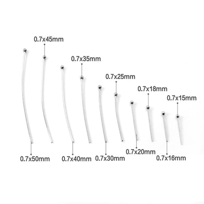 ASON 100pcs/lot Silver Color Stainless Steel Finding Ball Head Pins Bead Needle Round Head Needle For DIY Earring Jewelry Making