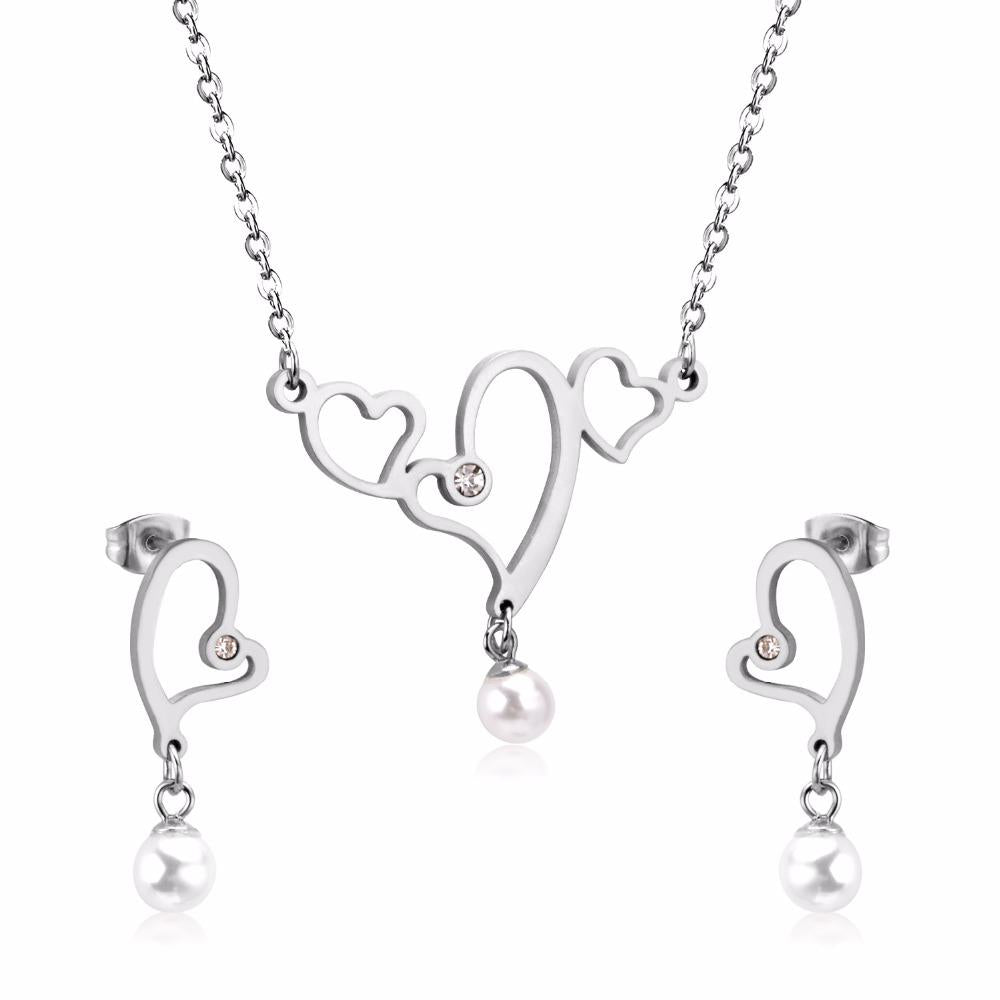 Hot Imitation Pearl Wedding necklace earring set Bridal jewelry set for women Elegant Party Gift Fashion Costume