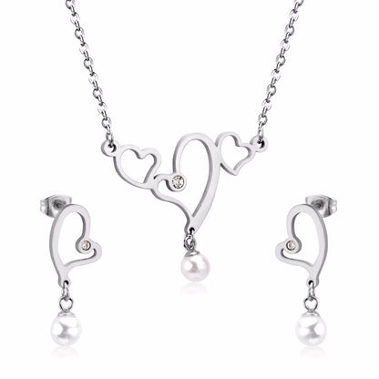 Hot Imitation Pearl Wedding necklace earring set Bridal jewelry set for women Elegant Party Gift Fashion Costume