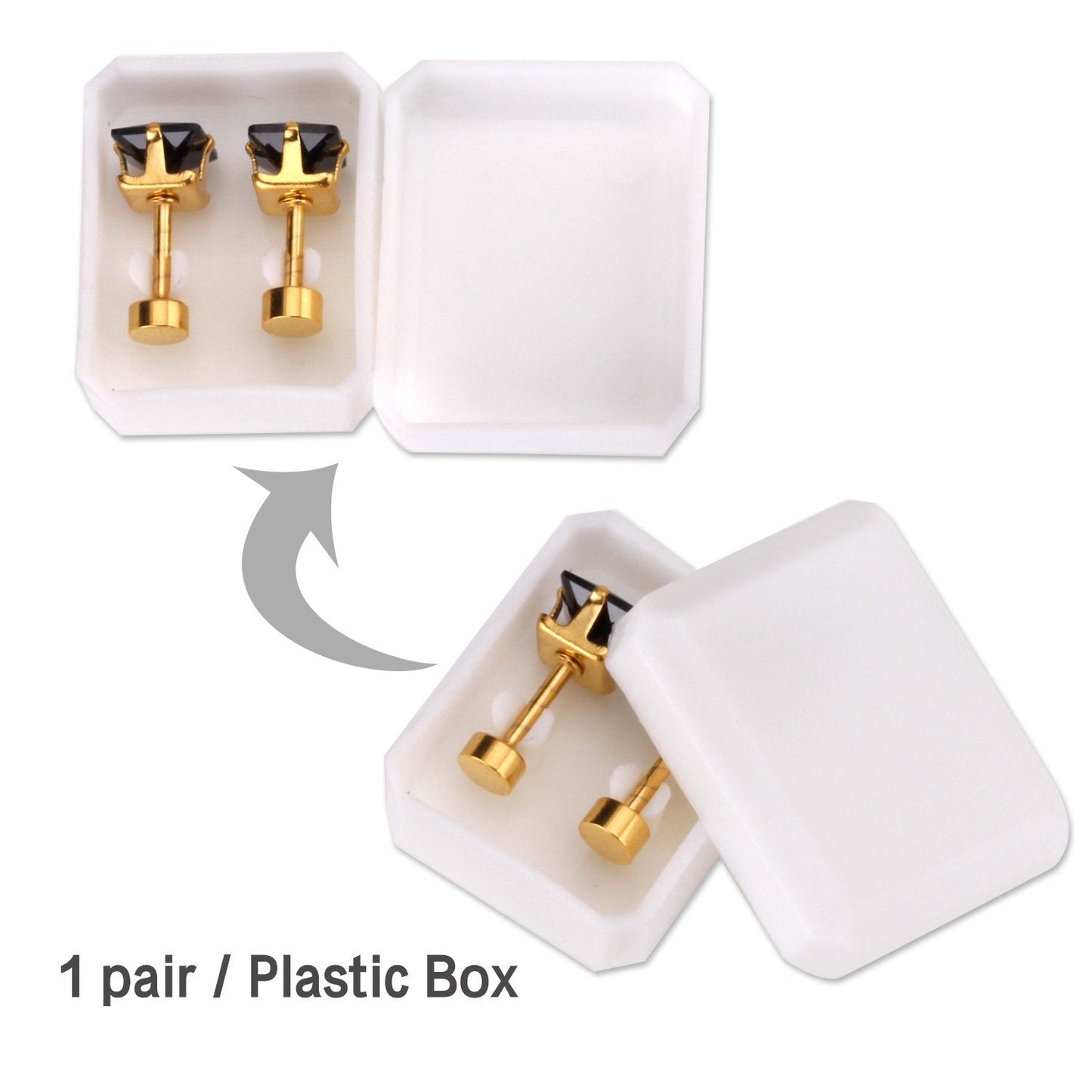 Square Crystal Kids CZ Stud Earrings For Women Men Fashion Jewelry Stainless Steel Earings pendientes oorbellen