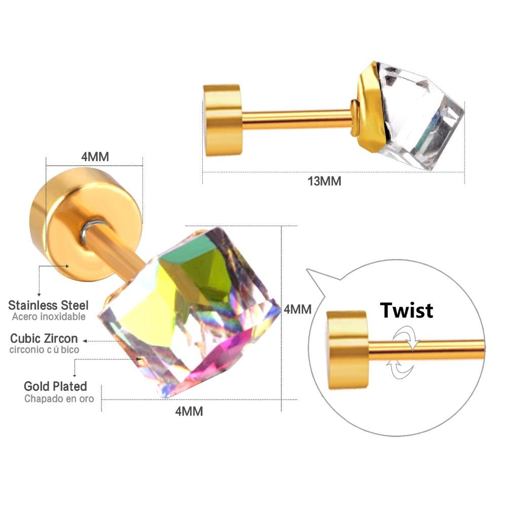 Stainless Steel Screw Kids Stud Earrings For Women Fashion Jewelry christmas Crystal Earings pendientes brincos