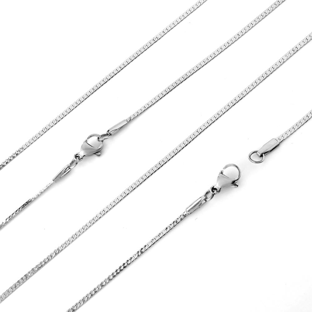 Lot Steel Gold Color Stainless Steel Inoxidable 1.7mm Cuba Link Flat Chains Necklaces For Jewelry Making Support