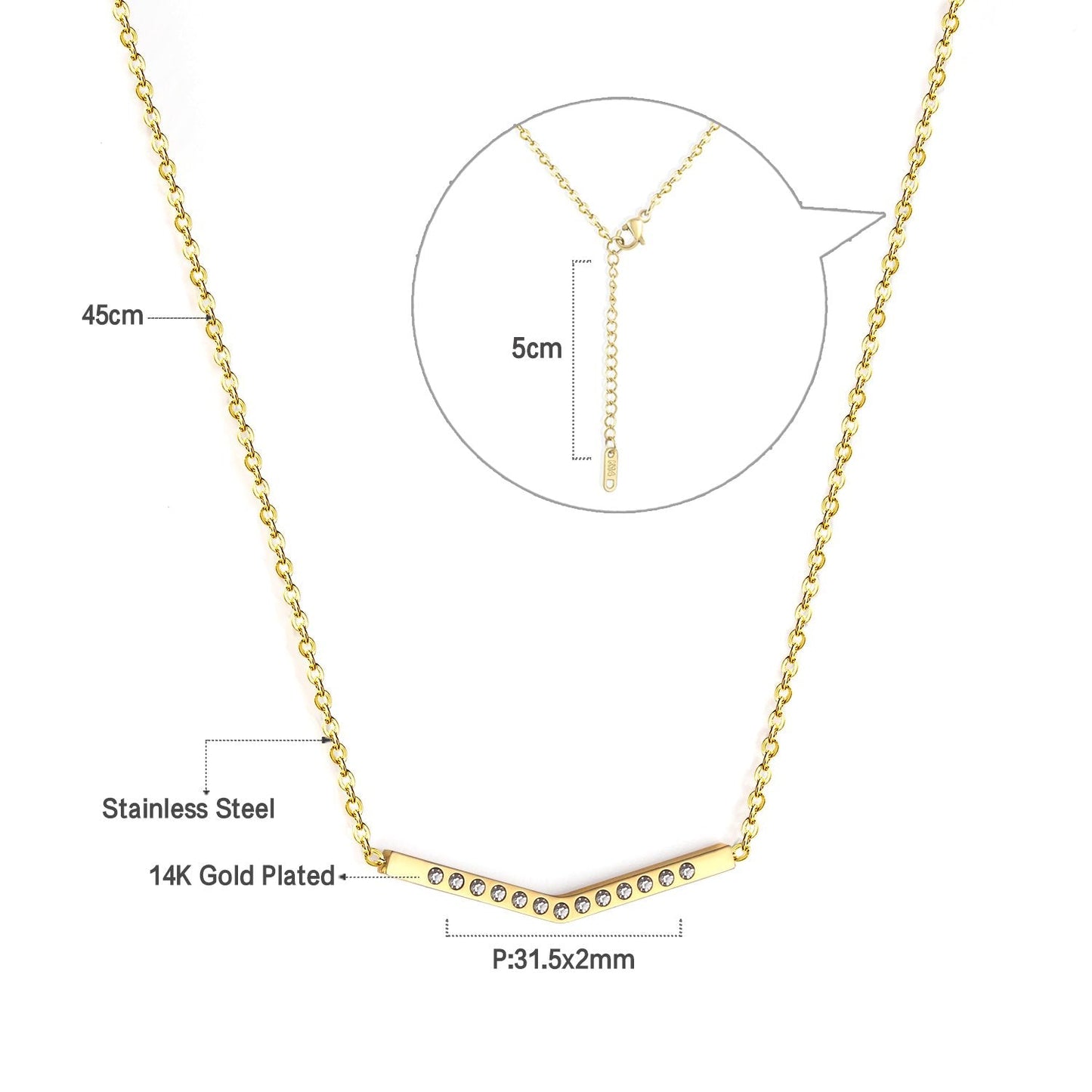 Star Zircon Gold color Pendants Necklaces Set For Girl Stainless Steel Collars Choker Necklace Women 2020 In bulk