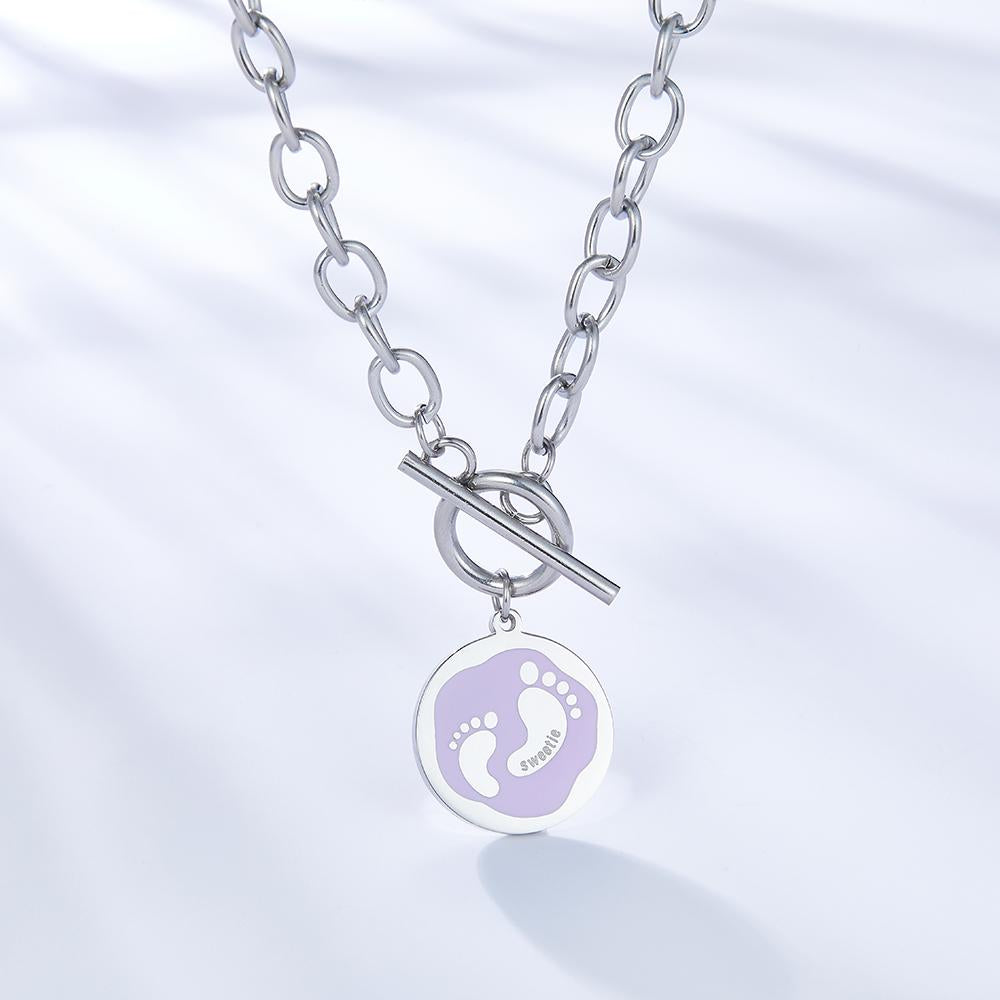 Purple Collier Blue Pattern Jewelry Link Chain Necklace For Woman Designer Charms 2022 New Aesthetic Girls Colliers