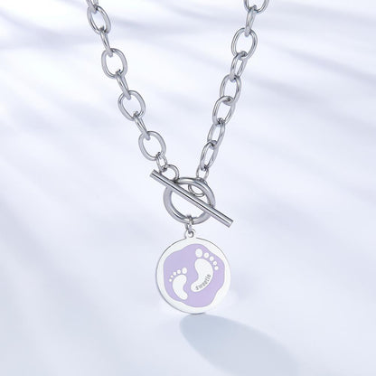 Purple Collier Blue Pattern Jewelry Link Chain Necklace For Woman Designer Charms 2022 New Aesthetic Girls Colliers