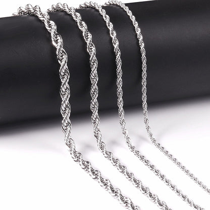 ASON 1pc Sale Stainless Steel Twist Chains Necklace For Women Men Hiphop Jewelry 2mm 3mm Necklace For Pendants Wholesale Support