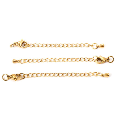 ASON 10pcs/lots Extension Tail Chain 5mm Lobster Clasps Connector Stainless Steel For Bracelet Necklace DIY Jewelry Accessory