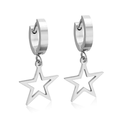 ASON Fashion 2022 Statement Drop Dangle Star Earrings for Women Stainless Steel Hanging Earring Set for Female Jewelry