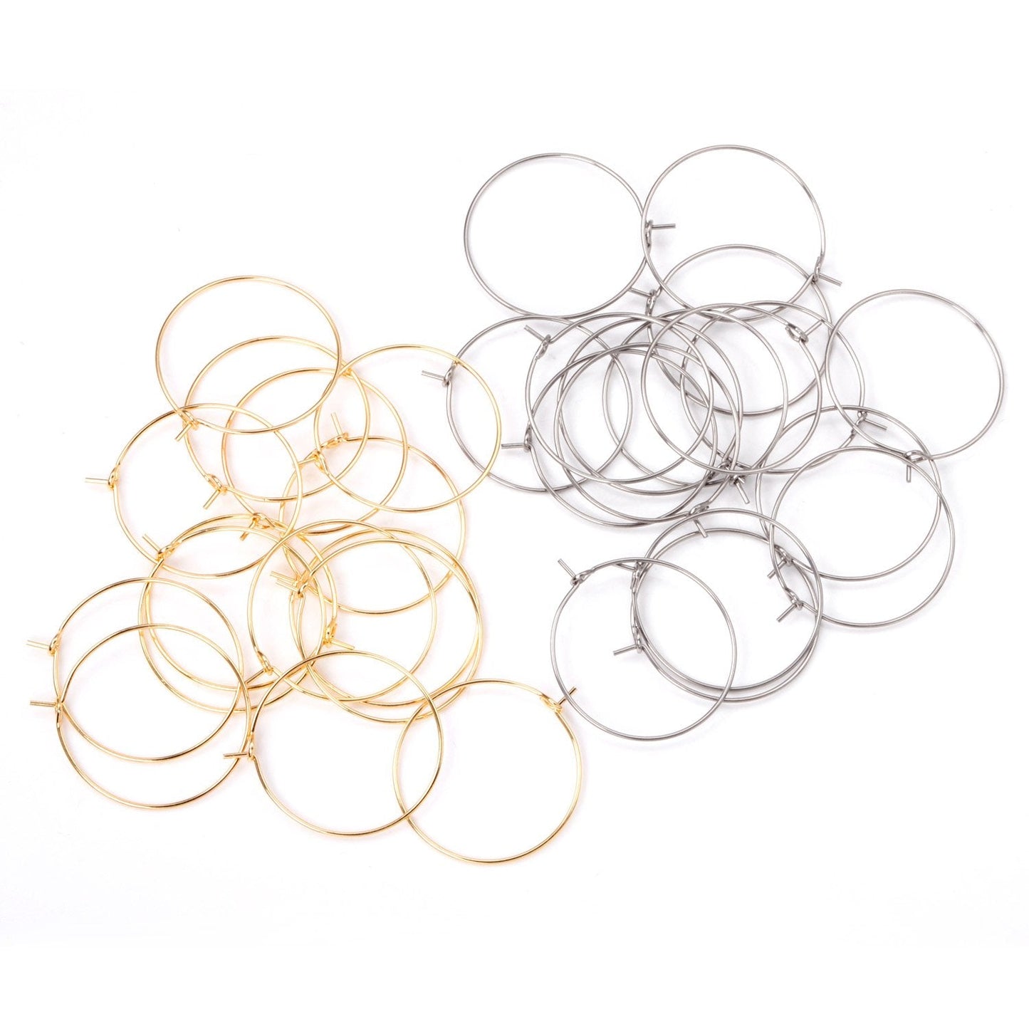 ASON 100pcs/lot Gold/Silver Color Big Circle Earring Hoops Stainless Steel Earring Clasps Metal Ring for Jewelry Making Supplies