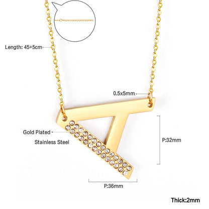 Stainless Steel Zircon Pendants Necklaces Gold Color Letter Necklace Chains Accessories Collars Choker Wholesale
