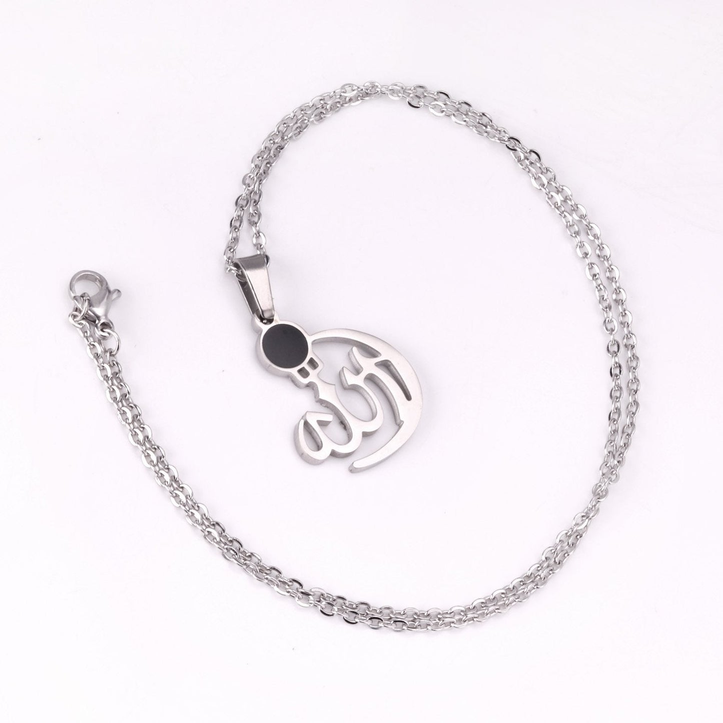 Black/Bule Round Shape Oil Drip Pendant Necklaces Stainless Steel Gold Color Chain Choker For Women Party Gift