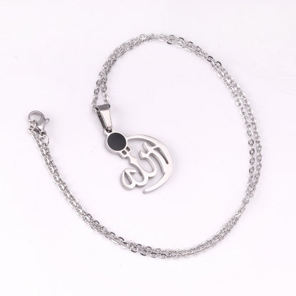 Black/Bule Round Shape Oil Drip Pendant Necklaces Stainless Steel Gold Color Chain Choker For Women Party Gift