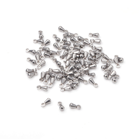 ASON 100pc/Lot 316L Stainless Steel Waterdrop End Beads For DIY Extender Chain Pendant Jewelry Making Findings Accessories