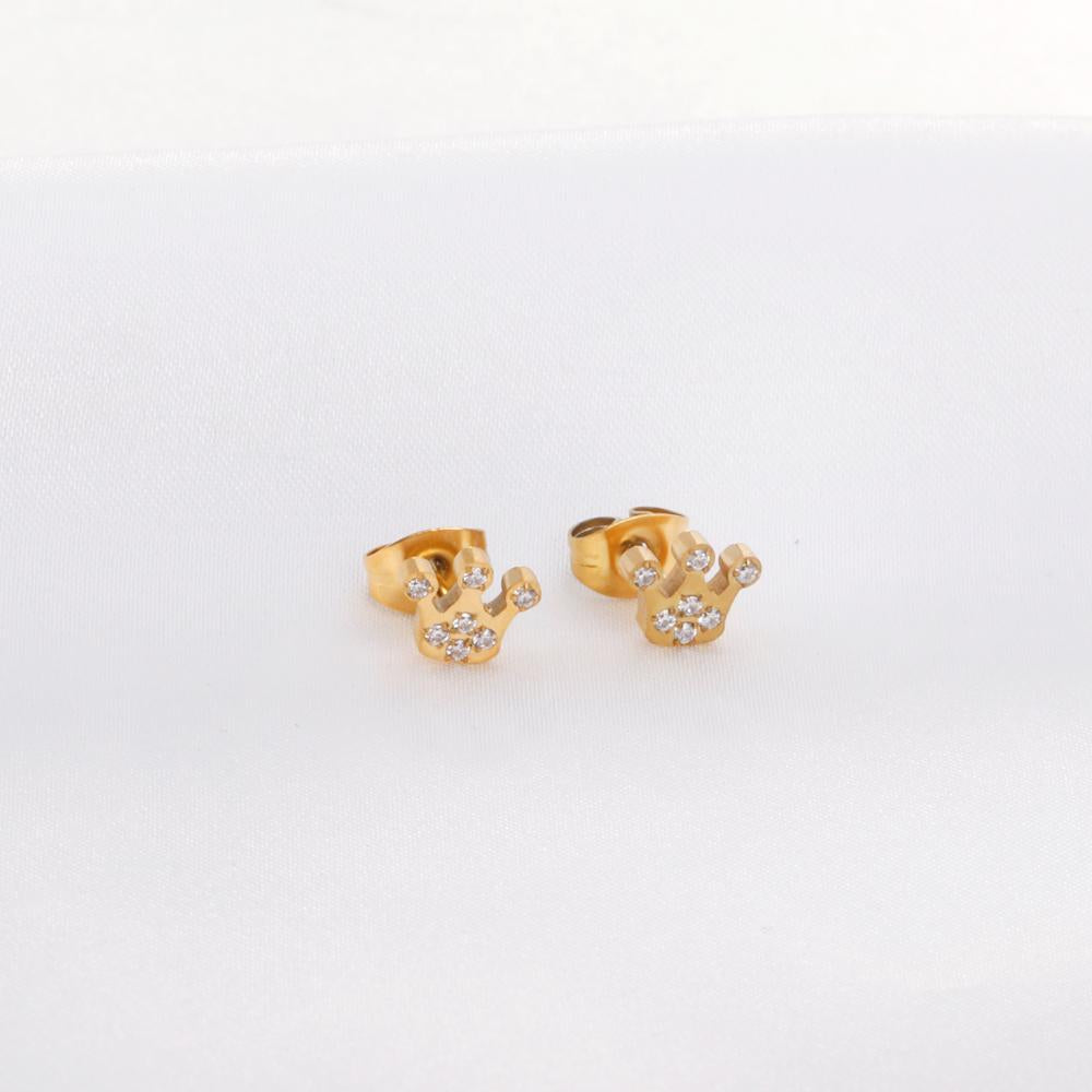 ASON Small Earrings Stainless Steel Star Heart Crown Earring with Rhinestones for Women Gold Color Jewelry Accessory