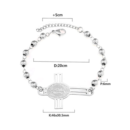 ASON Religious Jewelry Stainless Steel Gold Color Beaded Bracelets Bangle Women Men Fashion Jewelry Chains Bracelets Rosary