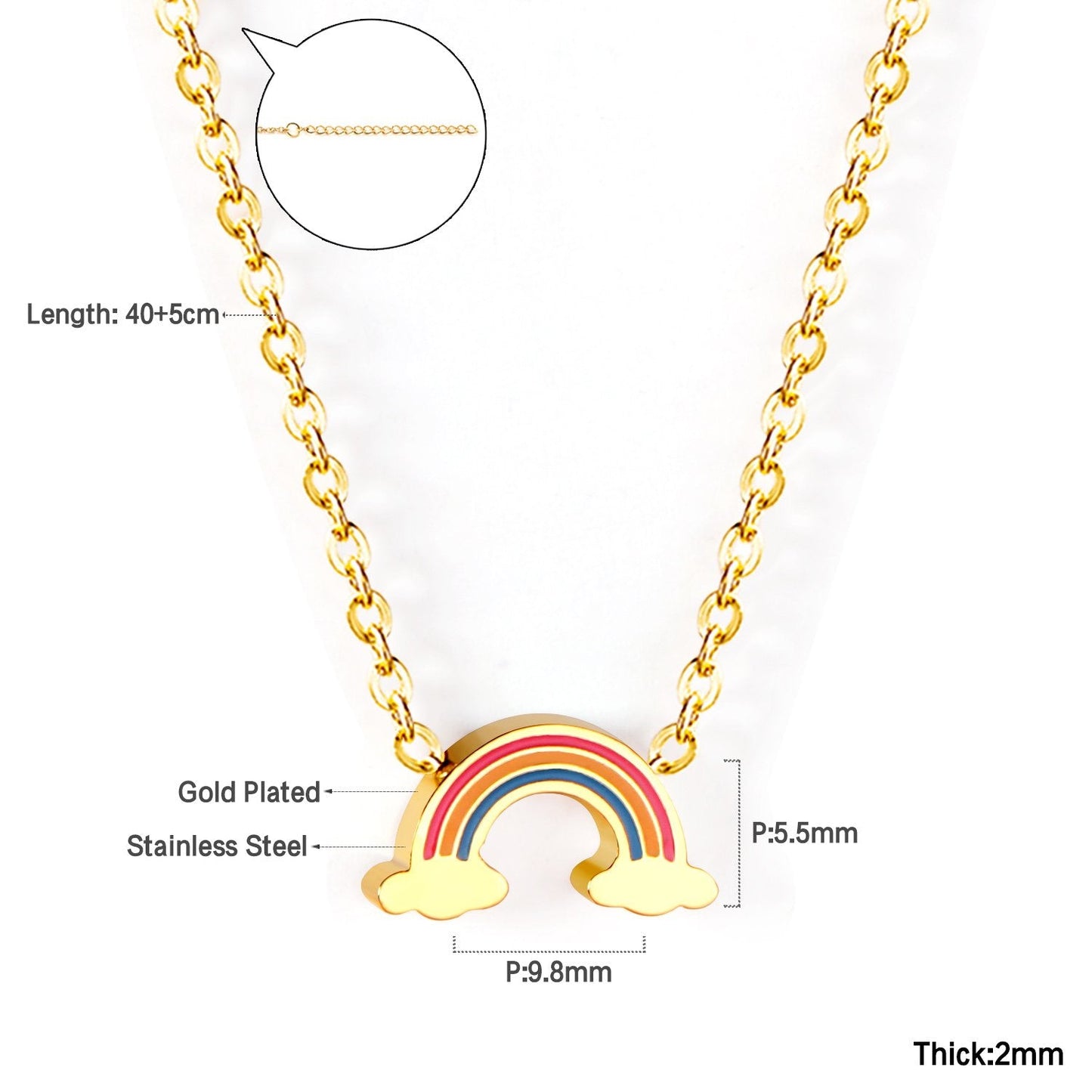 Rainbow Candy Pendant Necklace Women Stainless Steel Jewelry Wholesale Shell Fashion Pendant For Christmas Gifts