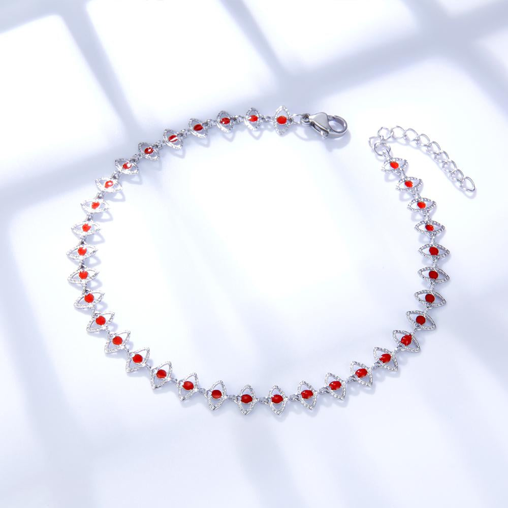 ASON 33 Red Eyes Accessories Chain Anklet Bracelets Gold Color Stainless Steel For Women Trendy Summer Boho Jewelry Fashion