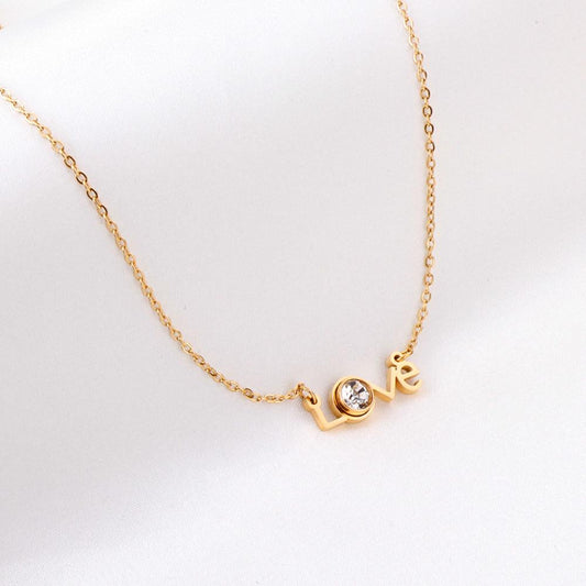 Love Letter Necklace Cubic Zirconia Rhinestone Pendant Necklace For Woman Gifts Wedding Party Jewelry Simple